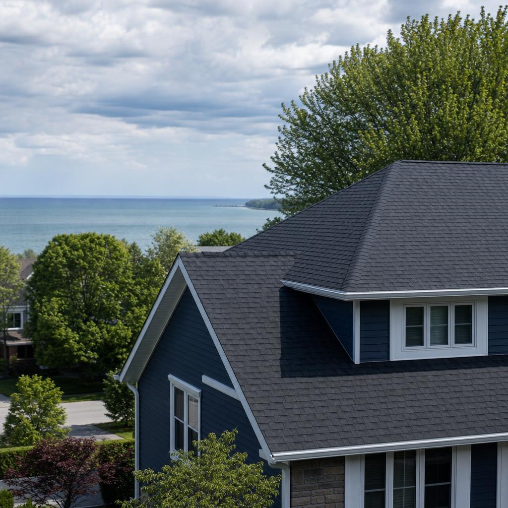 A North Coast home with a finished roof near Lake Erie