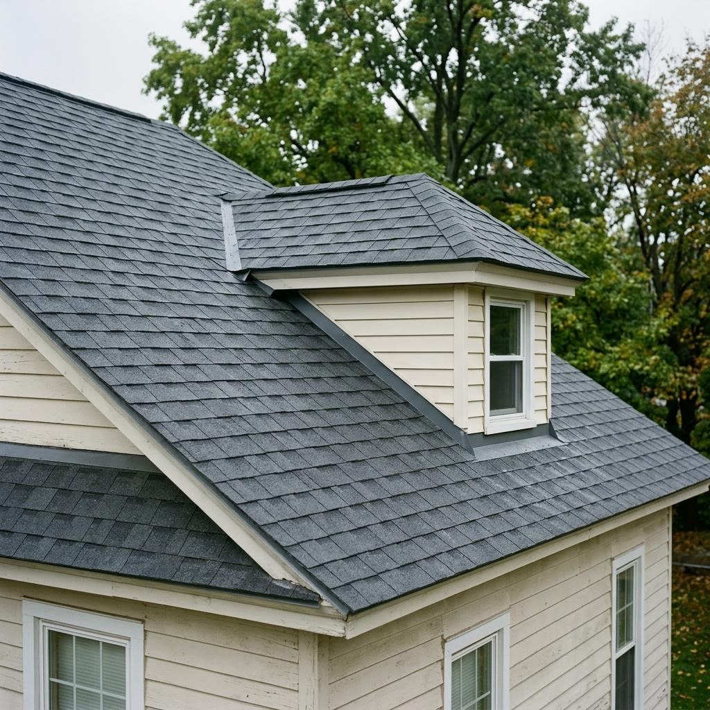Close view of a residential roof